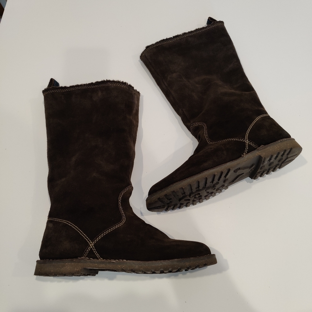 American Eagle Brown Suede Tall Fleece Boots View 3